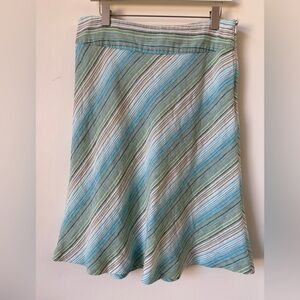 Y2K Linen A-Line Skirt Coastal Grandma Striped | Merona Size 10